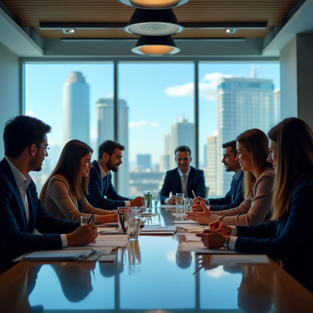 Equipo de Nonironicyst en reunión estratégica